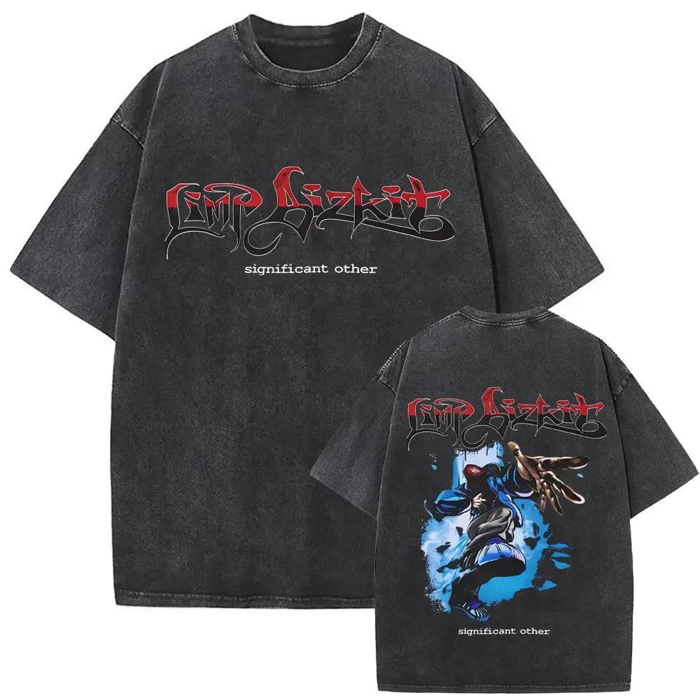 Y2k Tshirt Men Clothing Washed Vintage Rock Bands Tee