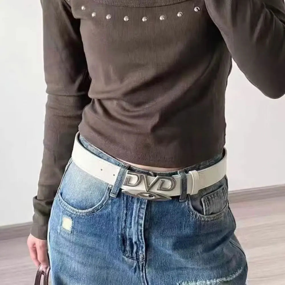Y2K Retro DVD Belt Buckle for Women