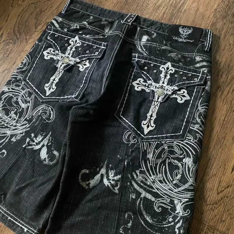 Y2K Jorts embroidered with gemstones