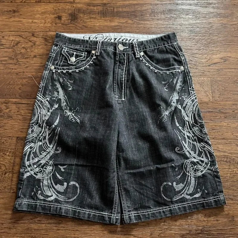 Y2K Jorts embroidered with gemstones