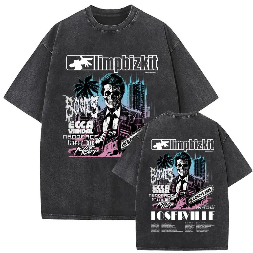 Y2k Tshirt Men Clothing Washed Vintage Rock Bands Tee