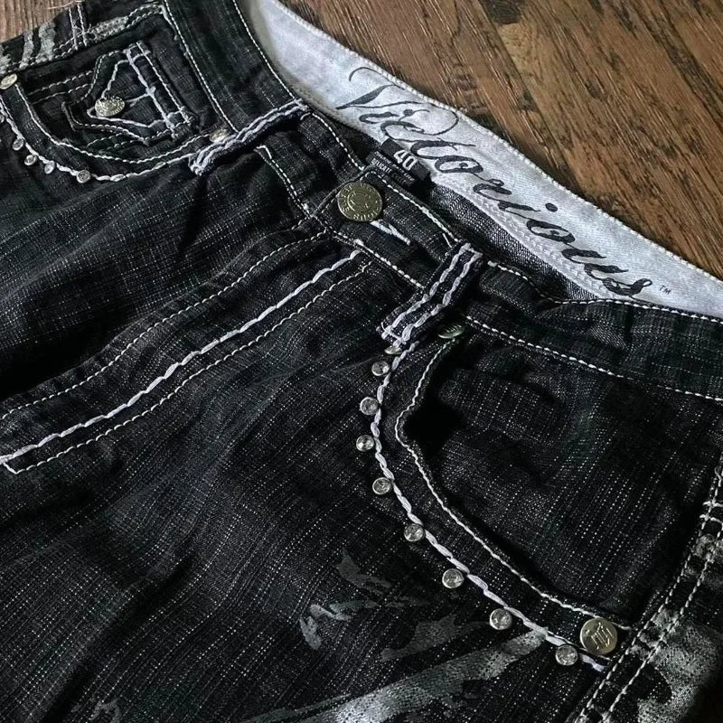 Y2K Jorts embroidered with gemstones