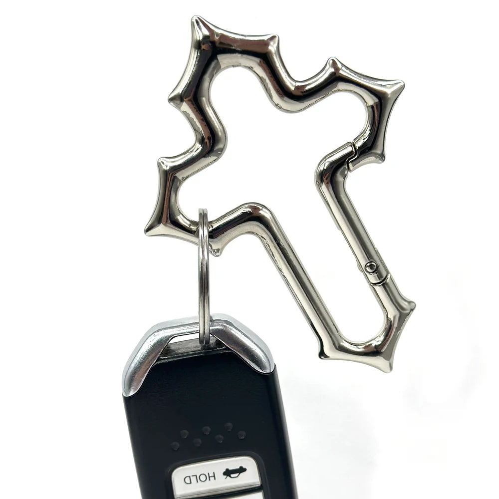 Y2K Cross Carabiner Keychain Religious Grunge Crucifix