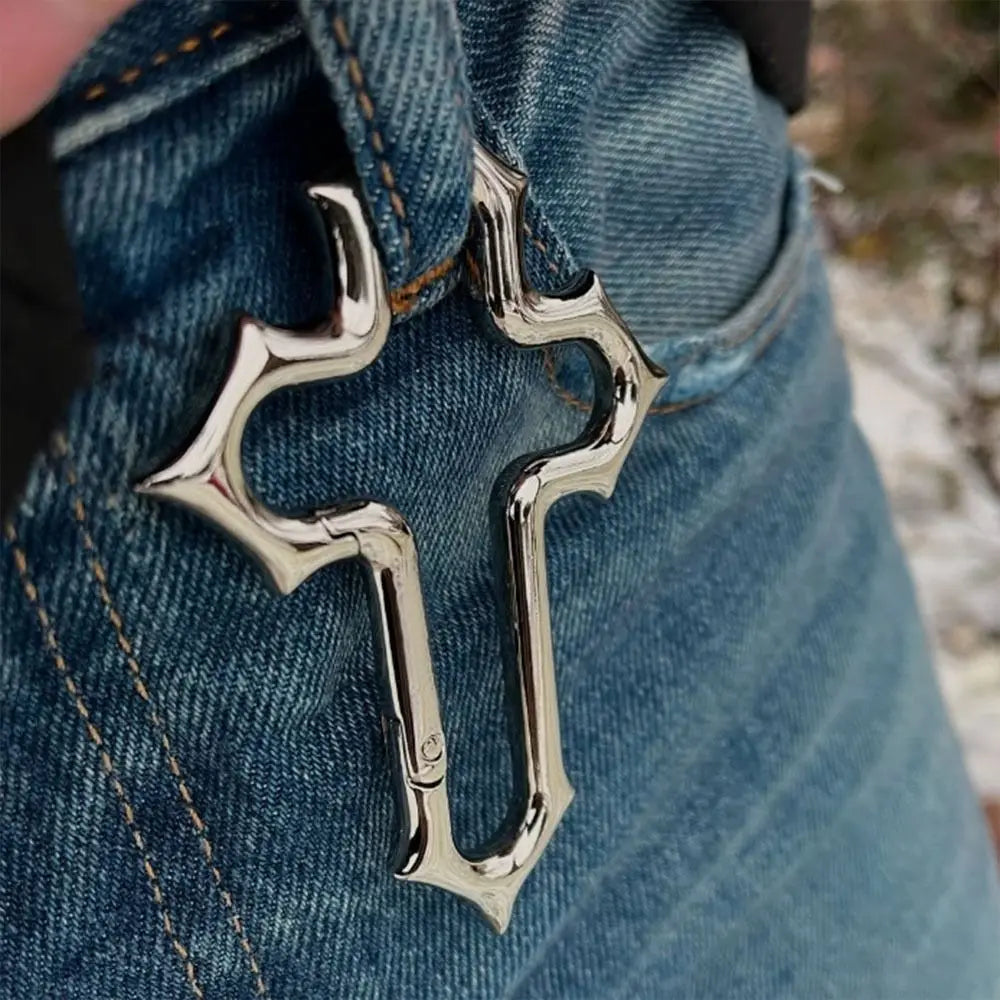 Y2K Style Zinc Cross Carabiner
