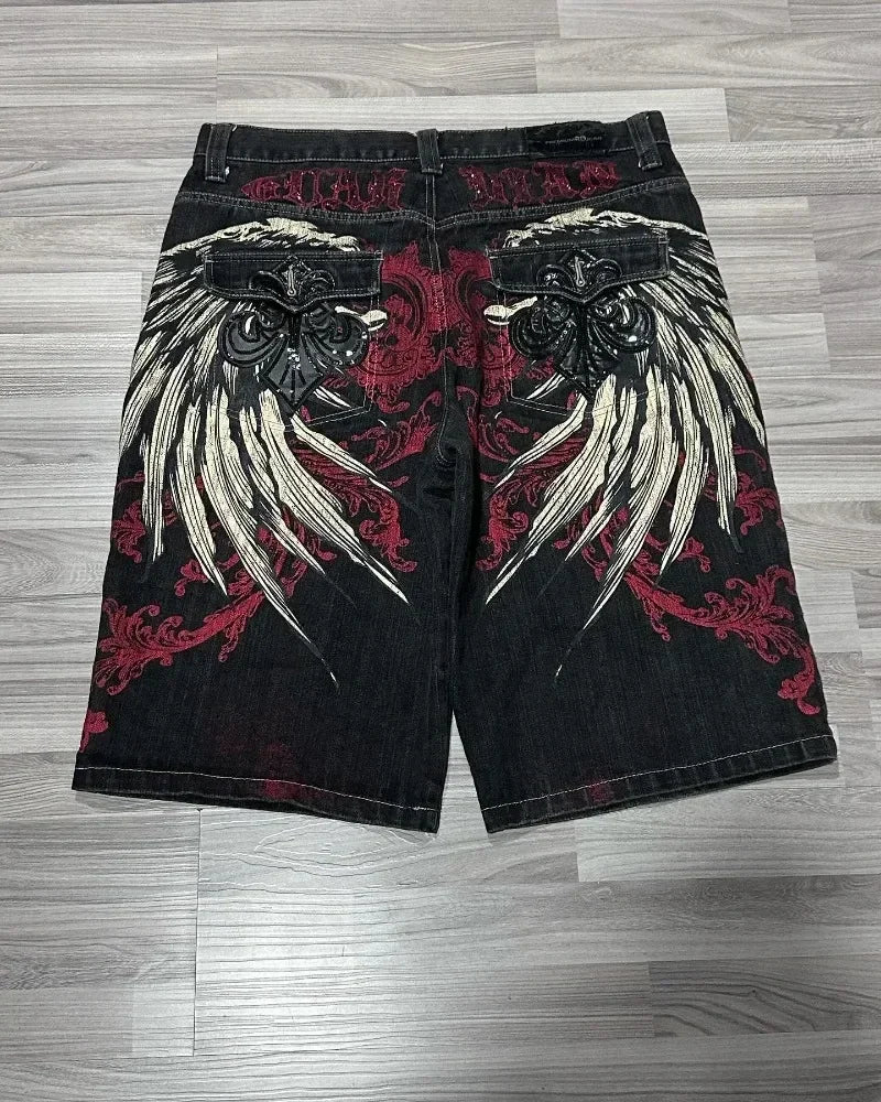 Y2K Jorts embroidered with gemstones