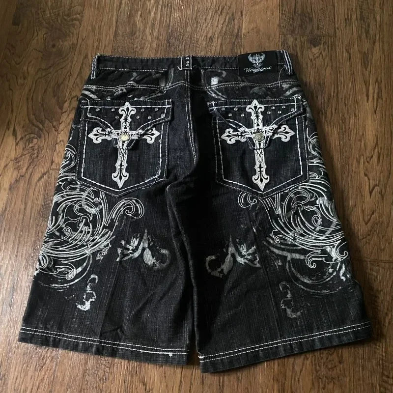 Y2K Jorts embroidered with gemstones