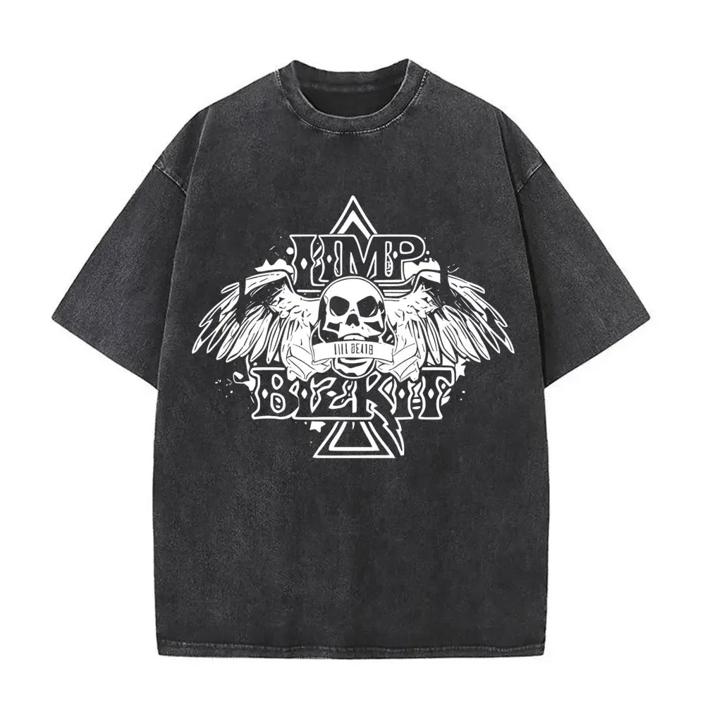 Y2k Tshirt Men Clothing Washed Vintage Rock Bands Tee