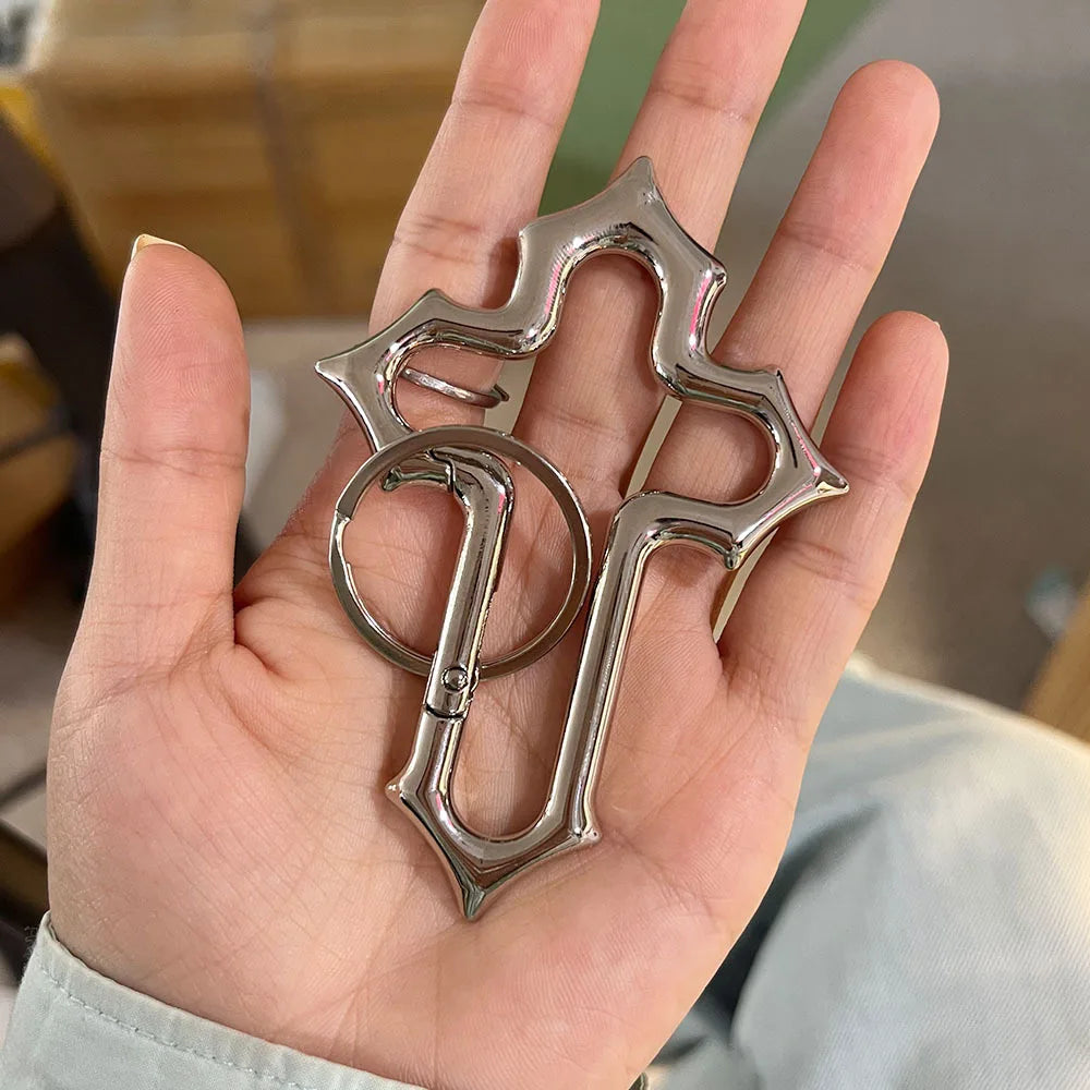 Y2K Cross Carabiner Keychain Religious Grunge Crucifix