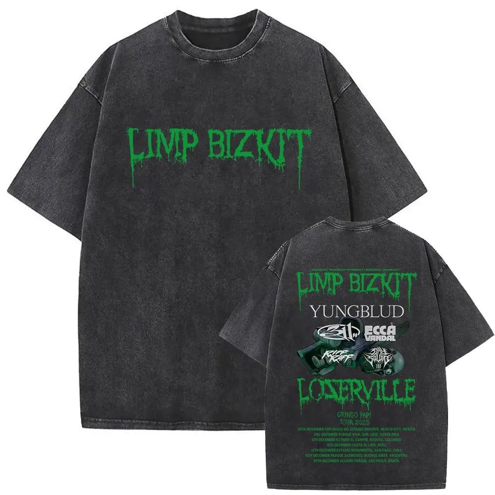 Y2k Tshirt Men Clothing Washed Vintage Rock Bands Tee