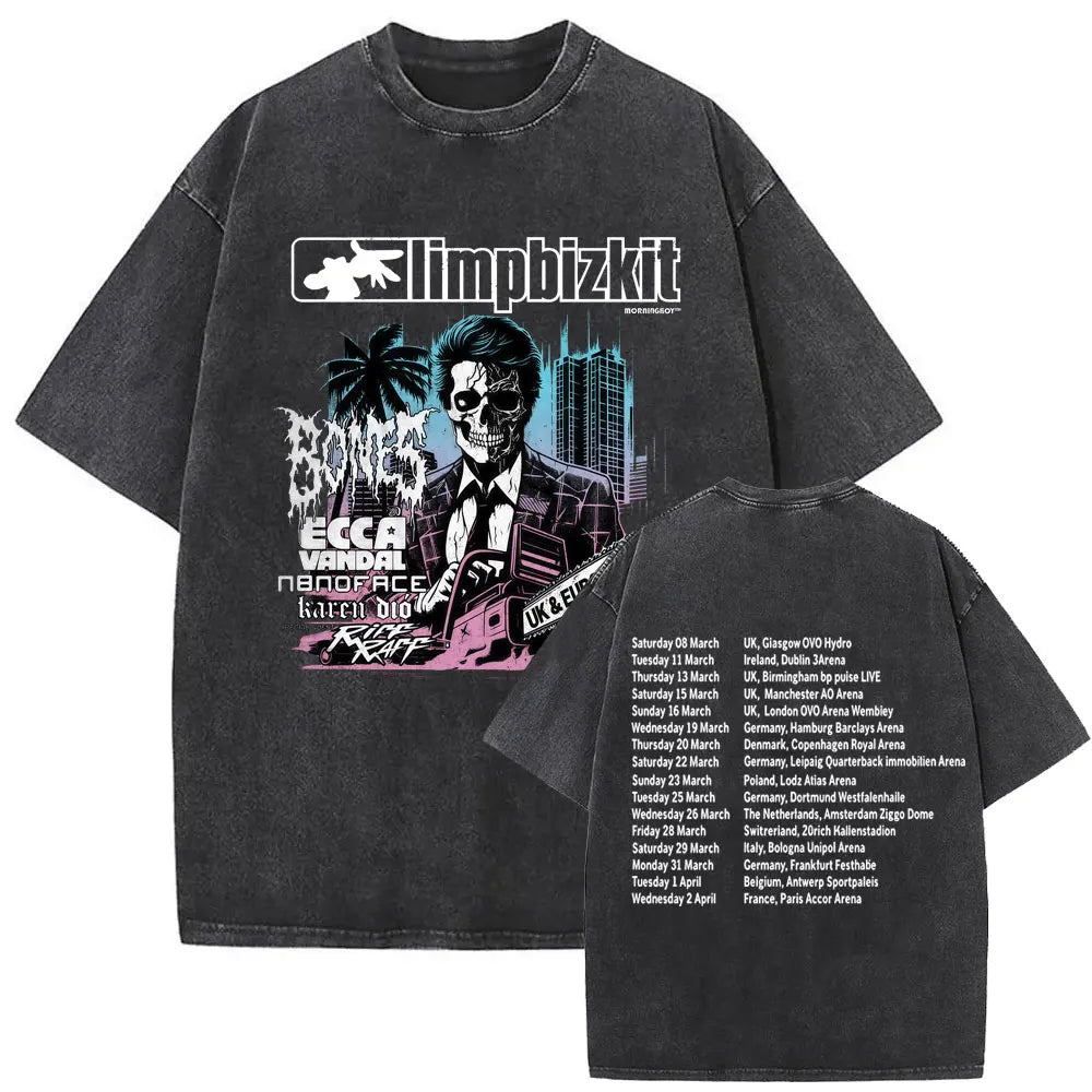 Y2k Tshirt Men Clothing Washed Vintage Rock Bands Tee