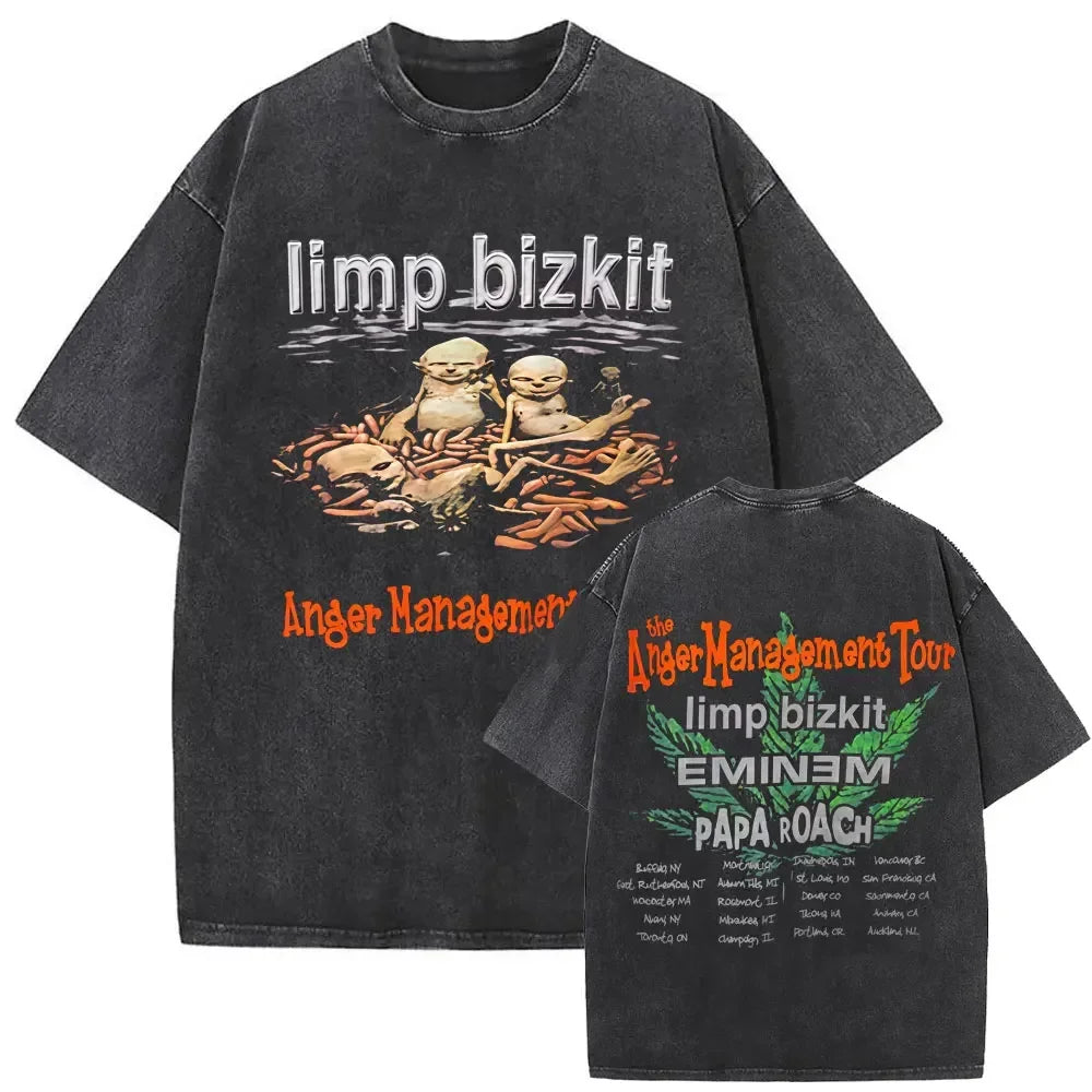Y2k Tshirt Men Clothing Washed Vintage Rock Bands Tee