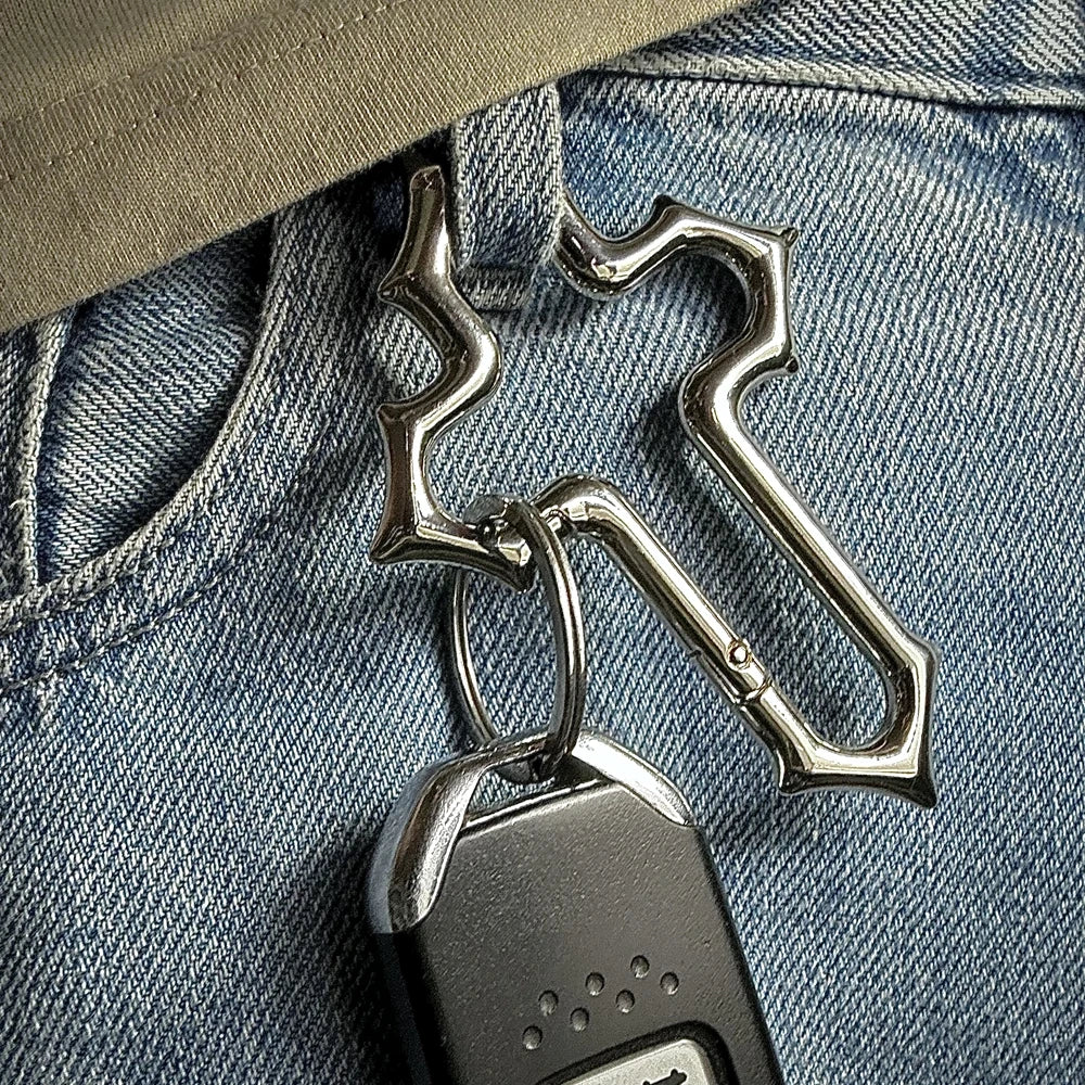 Y2K Cross Carabiner Keychain Religious Grunge Crucifix
