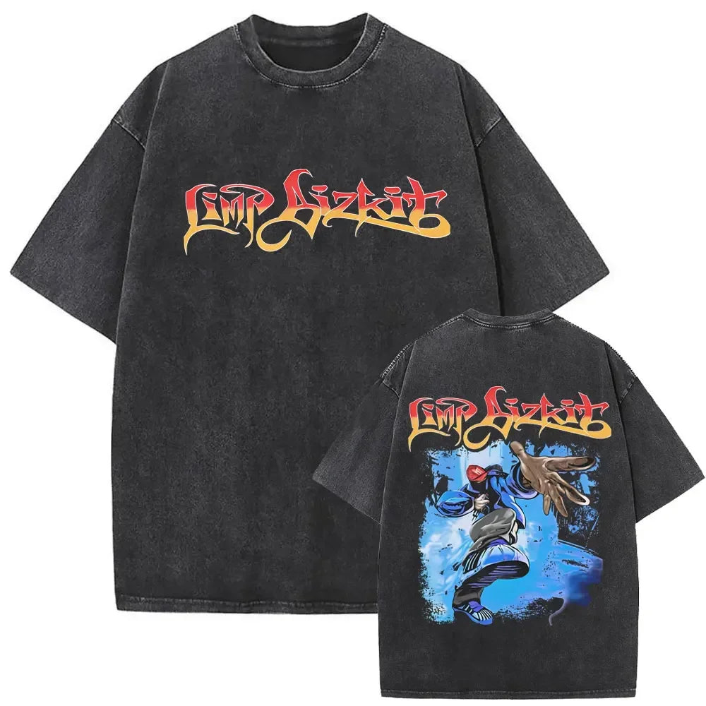 Y2k Tshirt Men Clothing Washed Vintage Rock Bands Tee