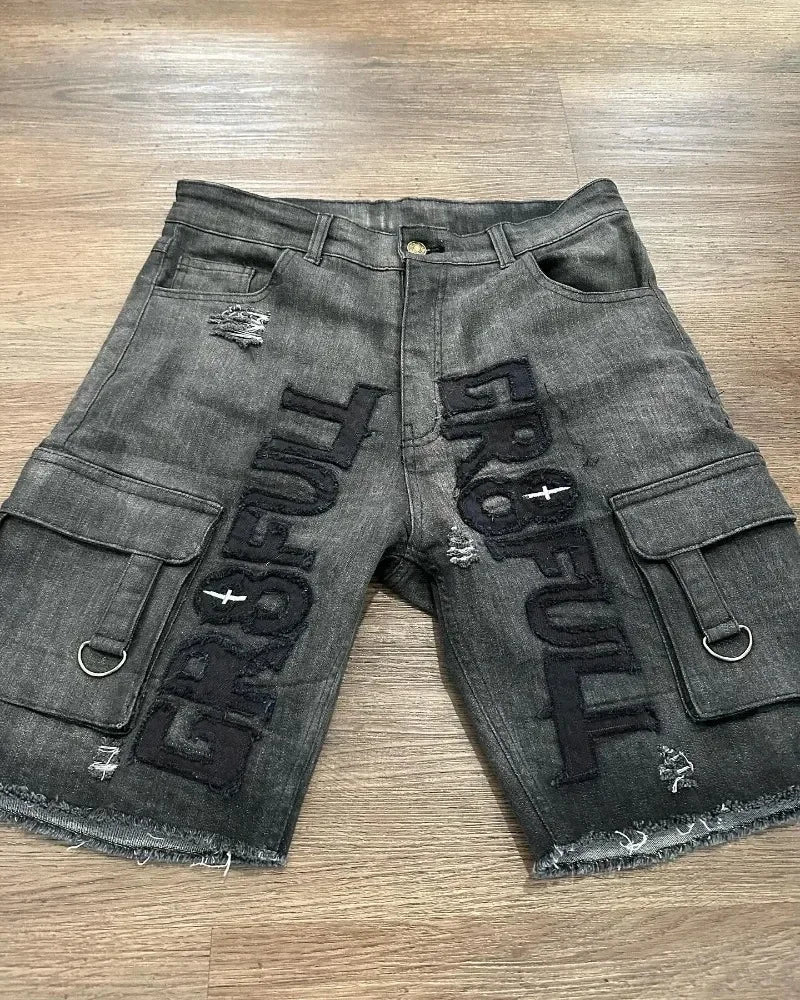 Y2K Jorts embroidered with gemstones